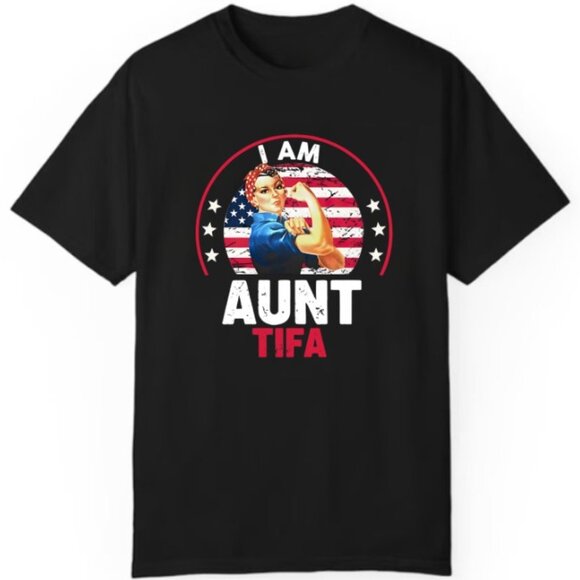 Vintage I Am Aunt Tifa Gildan Tee American Flag Women’s Graphic Shirt - Picture 1 of 2
